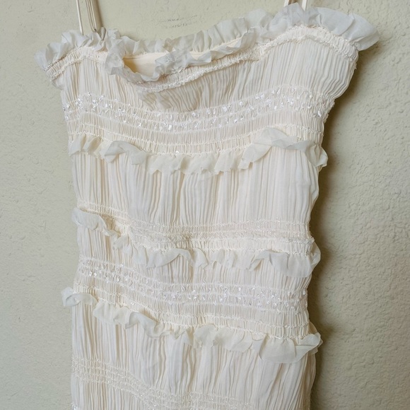 HOUSE OF CB 'Solana' Ivory Sequin Pleat Maxi Dress white NWOT size Small - Picture 9 of 17